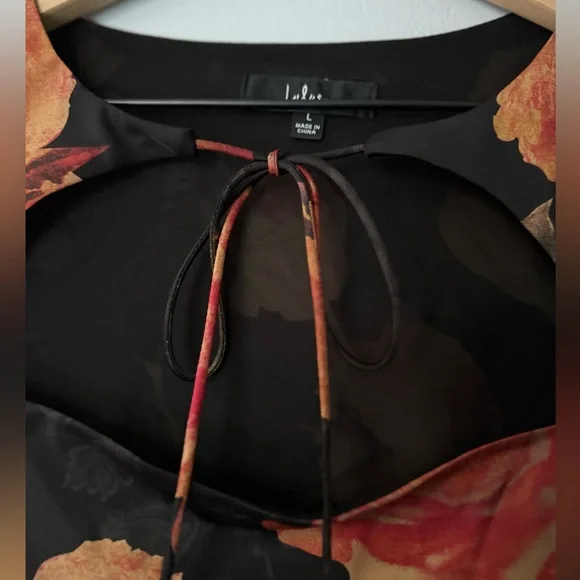 Lulu's Black and Orange Floral Long Sleeve Dress - Picture 5 of 12